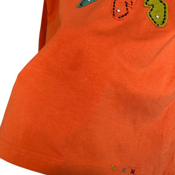Y2K Sassy Sistas Orange Embroidered Biker Native American Loose Fit Top size XL - Picture 8 of 16
